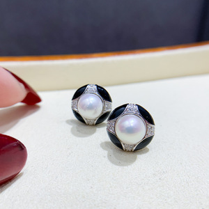 S925 Silver <b>Fine</b> <b>Stud</b> <b>Earrings</b> DIY Pearl Accessories with 7-8mm Round Beads Empty Earnail Tray Fashion Jewelry-22064 - Product Image 2