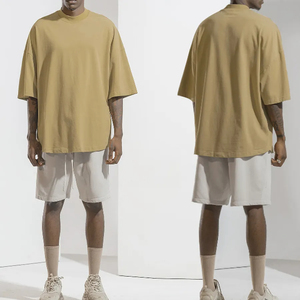 T-shirt de poids lourd en coton jaune sur la taille T-shirt à motif de logo imprimé personnalisé pour homme - Product Image 3