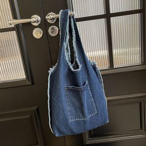 Mochila Casual de PU y Mezclilla para Mujer, de un Solo Hombro, Gran Capacidad, Cierre de Cremallera, Estilo Urbano Simple, Primavera 2025, Uso Diario - Product Image 1