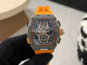 Racing Series 65-01 Men <b>Watch</b> 48mm Tonneau <b>Case</b> Rubber Strap Digital Mechanical Wristwatch - Product Image 5