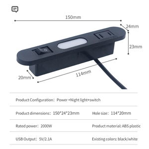 Toma de corriente oculta para escritorio, tira de alimentación para muebles empotrados, <span class=keywords><strong>con</strong></span> <span class=keywords><strong>interruptor</strong></span> USB, gran oferta de Japón - Product Image 2