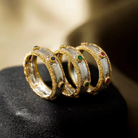 Mode 0.15ct 18k jaune or blanc fait à la main bague en filigrane rubis naturel émeraude saphir bijoux haut de gamme pour la fête de mariage