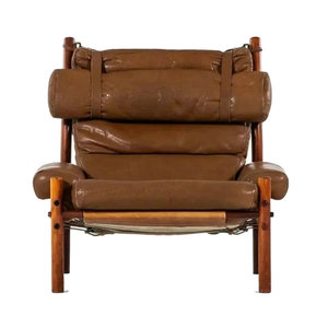 <span class=keywords><strong>Fauteuil</strong></span> en cuir vintage moderne du milieu du siècle des années 1970 chaise longue en bois antique avec appuie-tête chaises de salon pour ferme - Product Image 1