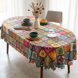 Tovaglia Ovale in Poliestere con Motivo Floreale in Stile Bohémien per Feste e Decorazione della <span class=keywords><strong>Tavola</strong></span> <span class=keywords><strong>da</strong></span> Pranzo - Product Image 3