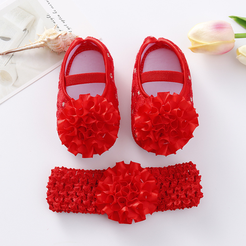 Flower Baby Headband Shoes Two Piece
