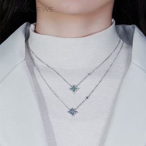 Joyería GIGAJEWE Trébol de Cuatro Hojas de la Suerte |   Charm de Moissanita Verde, Azul y Blanco |   Regalo de Plata de Ley 925 - Product Image 3