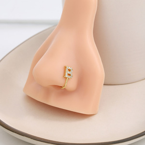 Anneaux de nez en forme de U, 26 lettres, clip d'<span class=keywords><strong>oreille</strong></span>, <span class=keywords><strong>faux</strong></span> <span class=keywords><strong>piercing</strong></span>, pince de nez, manchette de <span class=keywords><strong>cartilage</strong></span>, boucle d'<span class=keywords><strong>oreille</strong></span>, cuivre doré, bijoux corporels non perforés - Product Image 1