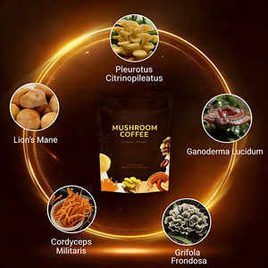 OEM优质蘑菇混合咖啡粉速溶咖啡，含狮鬃菇灵芝，GMP认证，可增强能量并缓解疲劳 - Product Image 2