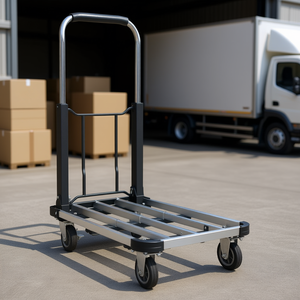 Carretilla de Transporte Plegable de Aluminio Plateada con Cuatro Ruedas y Capacidad de 330.7 Lb - Product Image 2