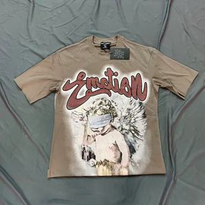 เสื้อยืดผู้ชายคุณภาพสูง ผ้าฝ้าย 100% เสื้อยืดสตรีทแวร์ พิมพ์ลายกราฟิก ทรงโอเวอร์ไซส์ ลาย Mixed Emotion สำหรับผู้ชาย - Product Image 3