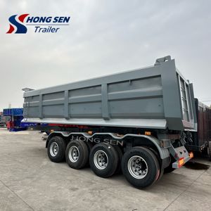 Le nouveau produit de Hongsen est une remorque à <span class=keywords><strong>benne</strong></span> <span class=keywords><strong>basculante</strong></span> hydraulique 4 axes de 60 tonnes avec suspension mécanique et une remorque à <span class=keywords><strong>benne</strong></span> <span class=keywords><strong>basculante</strong></span> arrière - Product Image 4