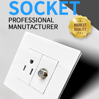 Alta calidad estándar de EE. UU. De tres orificios + satélite Cat5e/6 red uso doméstico interruptores de pared eléctricos fabricación enchufe