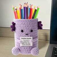 Nouveau porte-stylo trèfle à quatre feuilles en coton crocheté fait main 2026, décoration amigurumi positive, cadeau de Noël pour la maison