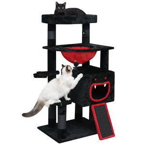 Árbol para Gatos Gótico de Halloween con Postes Rascadores de Sisal, Condominio de Franela de 4 Niveles, Negro, 120cm, Uso Interior, Embalaje en Cartón - Product Image 2