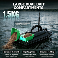 Bateau de pêche à appât télécommandé Flytec 2011-5 Vert Nouvelle Version Améliorée 500M avec Deux Détecteurs de Poissons et Réservoirs de 1,5kg, Noir