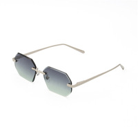 Lunettes de soleil de luxe unisexes tendance, protection UV400, anti-reflet, monture ronde argentée, haute qualité, sans monture, modèle 2159