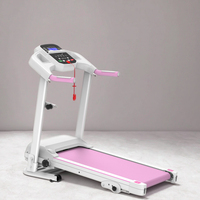 Caminadora Eléctrica Plegable Rosa con Pantalla LED e Inclinación Manual para Correr y Hacer Ejercicio, con Práctico Manillar