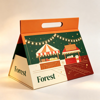 Boîte cadeau personnalisée en carton imprimé pour Noël avec poignée, emballage en papier pour les fêtes, pour bonbons et cadeaux saisonniers