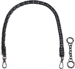 BEAULEGAN <b>Purse</b> Chain Handles Short Strap Microfiber Leather Replacement For Handbag Or Shoulder Bag Set Of Inch Long Gunmetal - Product Image 1