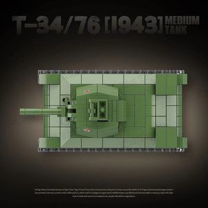 <span class=keywords><strong>QuanGuan</strong></span> 100297 2024 Neuer Militär-T34/76 1943 Mittlerer Panzer Bausatz Jungen-Spielzeug Modell 415 Teile Bausteine Set - Product Image 4