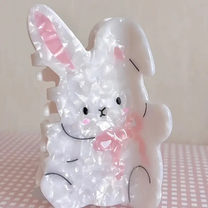 مخصص Bunny Acetate كليب لطيف لؤلؤ نسيج أرنب تصميم ملحقات الشعر للنساء يوميا واستخدام هدية - Product Image 1