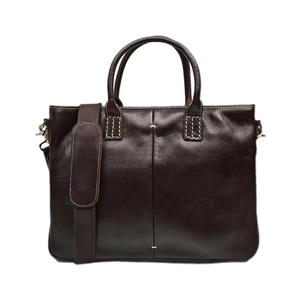 Bolso Vintage de Cuero Genuino para Documentos de Oficina de Negocios, Maletines para Ordenador Portátil, Bolso de Cuero Único para Hombre, Maletín Oficial - Product Image 1
