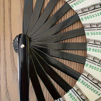 Grand éventail pliant en plastique de 33 cm, motif billet de banque, cadeau idéal pour mariage, danse et décoration