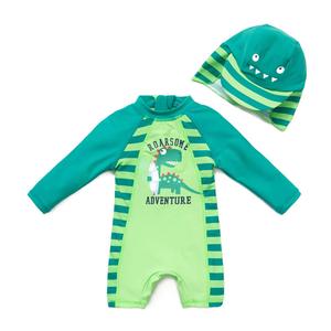 Costumi da bagno da spiaggia per neonati personalizzati in fabbrica UPF 50 + protezione costume da bagno con cerniera e cappello da sole con motivo a cartoni animati per <span class=keywords><strong>ragazzi</strong></span> - Product Image 2