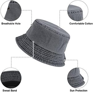 Wholesale Multiple Classical Color Unisex Bucket <b>Hat</b> 100% Cotton Washed Denim Vintage Sun Bucket <b>Hats</b> - Product Image 5