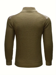 Personnaliser hommes logo hiver tricots à manches longues pull décontracté avec fermeture éclair tricots pur coton pull pour hommes - Product Image 4