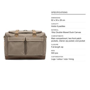 Sac de sport en toile épaisse doublement cirée pour pickleball, capacité 6 raquettes, logo personnalisé, vente en gros, pour tennis et padel - Product Image 6