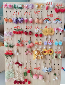 أقراط كروشيه قطنية كروشيه أقراط عباد الشمس خيوط دانتيل فاكهة 14 قيراط مطلية بالذهب أقراط كروشيه متدلية مثقوبة - Product Image 2