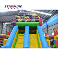 Grande structure gonflable de super-héros avec toboggan, château gonflable commercial en PVC pour super-héros, à vendre