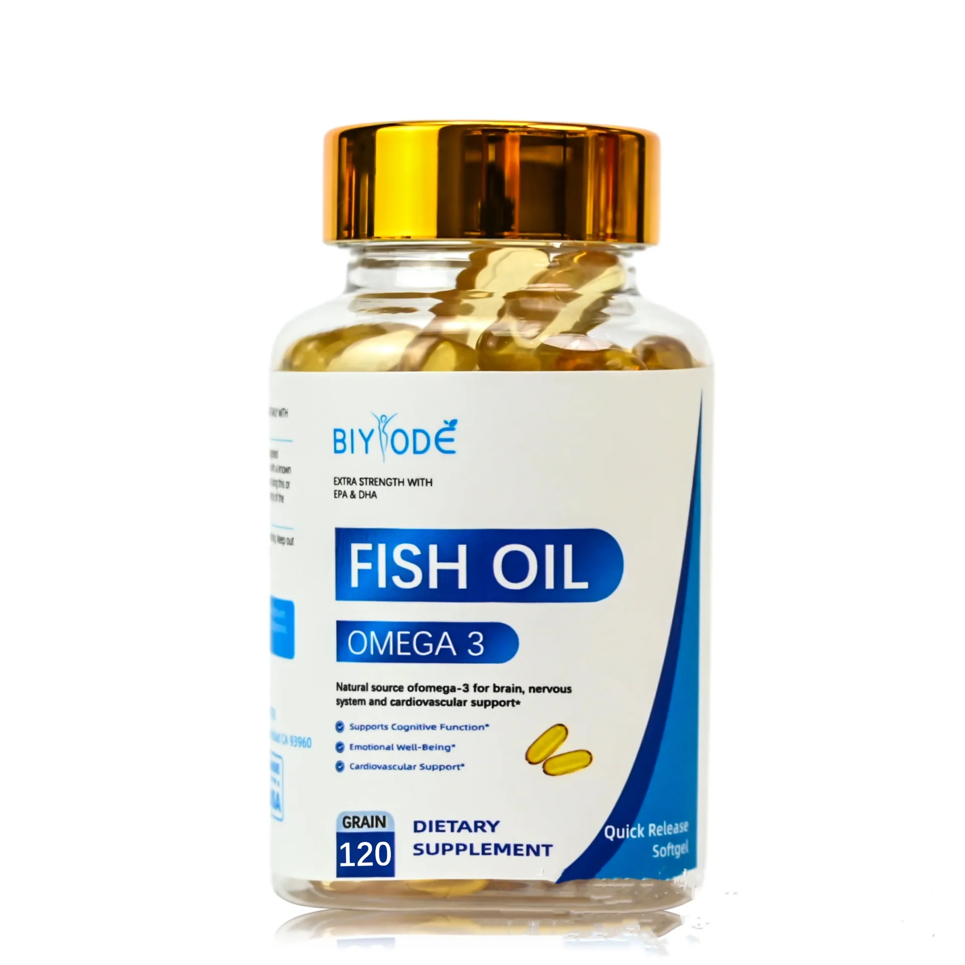 Schlussverkauf Fischöl Weichgel mit EPA, DHA Fettsäuren Fischölkapseln Omega 3 Nahrungsergänzungsmittel Immun- und Hautgesundheit
