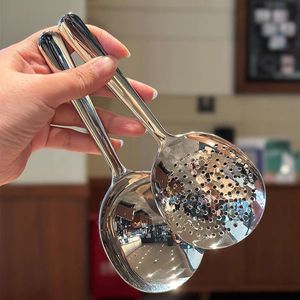 Stainless Steel Serving Spoon Set Large Head Strainer Ladle Multifunction Kitchen Utensil Solid Color Hand Wash Only - Product Image 1