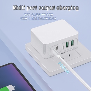 Chargeur rapide 5-en-1 HNT Cube Blanc & Noir 2A3C USB Adaptateur mural USB Prise UK/US/EU pour <span class=keywords><strong>Apple</strong></span> Prêt à être expédié pour iPhone 17/16 - Product Image 4