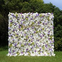 Dinding Bunga Buatan Sutra Mawar Gypsophila Putih 5D 8ft X 8ft Bentuk Persegi, Dapat Digulung, untuk Dekorasi Latar Belakang Pernikahan