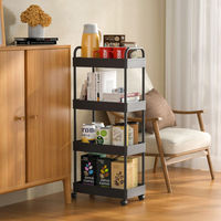 Étagère de rangement en plastique pour légumes, chariot de rangement à roulettes pour chambre, salle de bain, cuisine, et collations