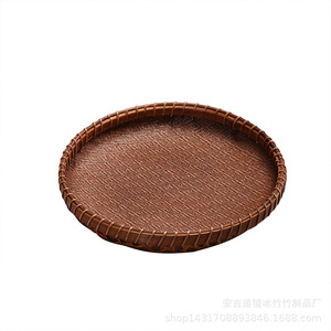 Clearance sale of round antique-style <b>bamboo</b> woven baskets, tea and snack plates, Chinese-style dessert bowls, fruit plates, - Product Image 5