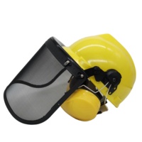 Casque de sécurité industriel réglable en PP de type V pour tronçonneuse forestière, avec écran facial en maille de fer et protège-oreilles, 4 points de suspension