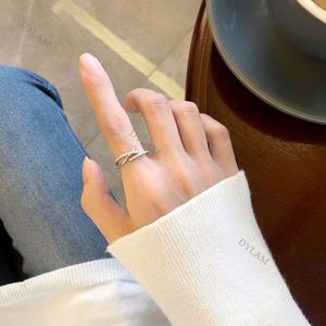 Dylam Open Wrap <b>Adjustable</b> Stacking Bypass <b>Ring</b> for Women Offset Diamond <b>Ring</b> in 925 Sterling <b>Silver</b> or 18k Yellow Gold Vermeil - Product Image 2