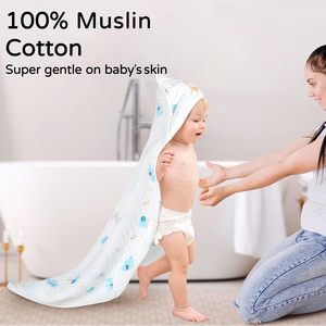 Asciugamano da Bagno per Neonati con Cappuccio in Cotone Organico 100% Mussola, Morbido e Assorbente, Confezione da 2 - Product Image 2