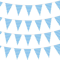 Bannières de fanion de drapeau bavarois Oktoberfest pour décorations de fête Oktoberfest, 10M avec 25 drapeaux en polyester