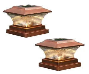 Năng Lượng Mặt Trời Power LED Trụ Cột Đèn Ngoài Trời Vườn Hàng Rào Vuông Đèn Yard Bài Cap Đèn Cột Head <span class=keywords><strong>Lamp</strong></span> Đen/Vàng Kết Thúc - Product Image 1