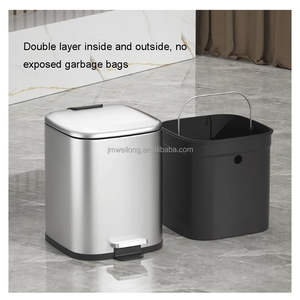 سلة تتحرك بدواسة سعة 6 لتر مربعة الشكل مع غطاء داخلي يغلق بسلاسة سلة قمامة سلة قمامة مرحاض مطبخ سلة قمامة بتصميم تراثي - Product Image 5