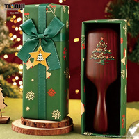Boîte cadeau rigide personnalisée pour brosse à cheveux de Noël avec dorure à chaud, gaufrage, vernis sélectif et insert personnalisé