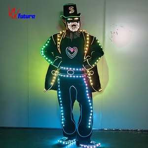 <span class=keywords><strong>Costume</strong></span> lumineux de danse à barbe à LED fluorescente pour hommes unisexe avec fibre optique pour costumes de danse - Product Image 2