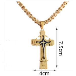 قلادة رجالية قوطية من الفولاذ المقاوم للصدأ قلادة رائعة قلادة صليبية أنيقة مسيحية - Product Image 3