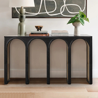 Console d'entrée moderne en bois noir et bronze, design aqueduc romain, pour hôtel, vente en gros, OEM, sur mesure.
