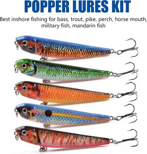 5 pièces leurres de pêche grand appât dur VIB leurre avec triple crochet nageur appât de pêche en eau salée Popper manivelle - Product Image 3